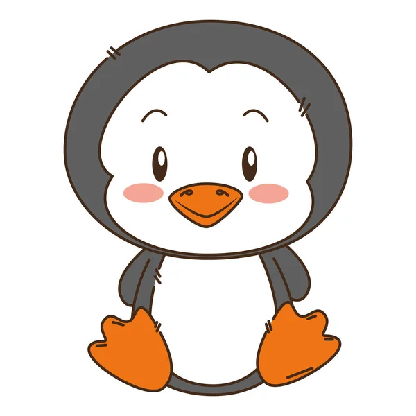 Lindo y adorable personaje de pingüino — Vector de stock