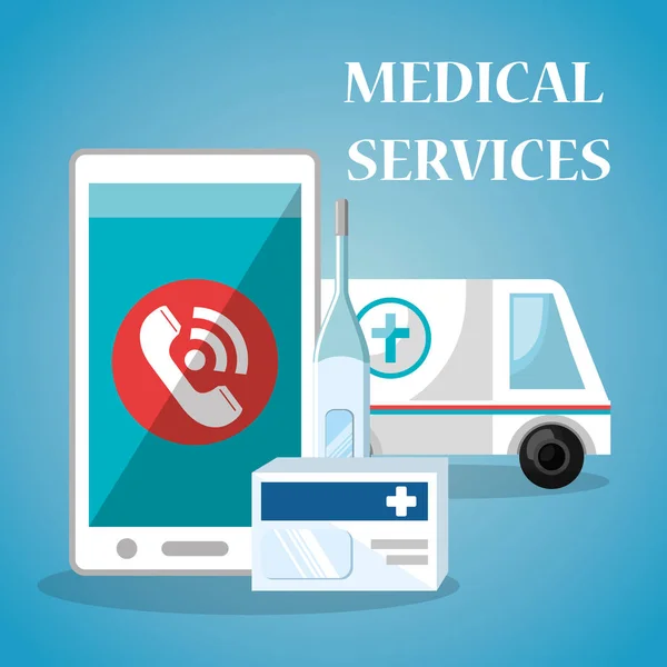 Servicio médico en línea con smartphone — Vector de stock