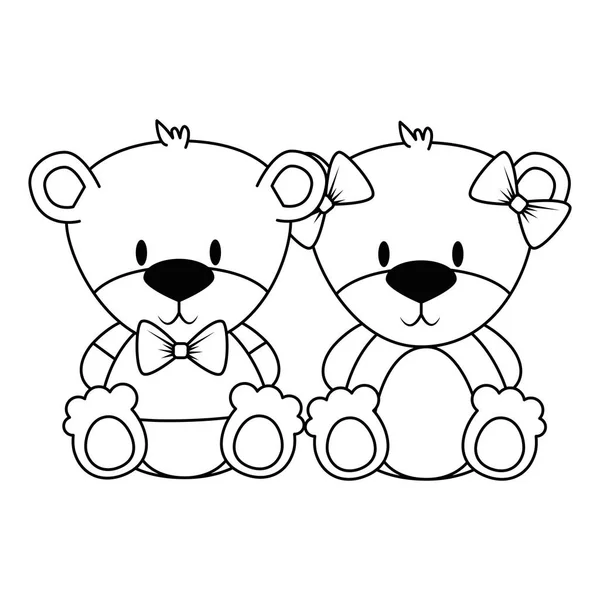 Niedlich und entzückend Bären paar Charaktere — Stockvektor