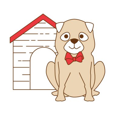 ahşap ev karakteri ile sevimli köpek ırkı