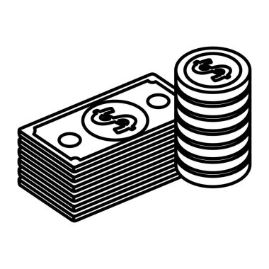 faturaları dolar ve sikke para izometrik