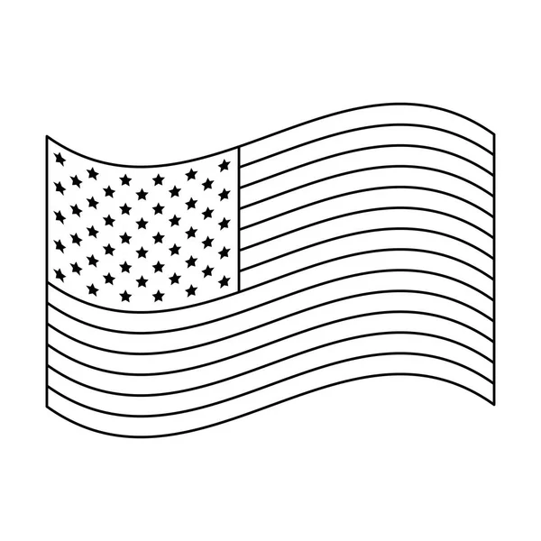 Estados unidos de bandera de América con olas — Vector de stock
