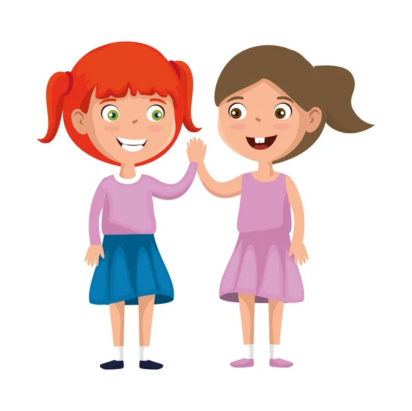 Little girls friends characters — Stock Vector