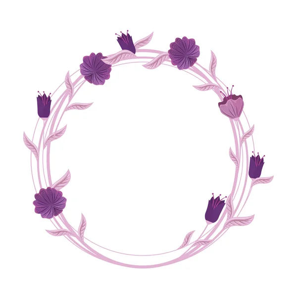 Circular floral decoration icon — Stock Vector