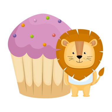 sevimli aslan ile tatlı cupcake