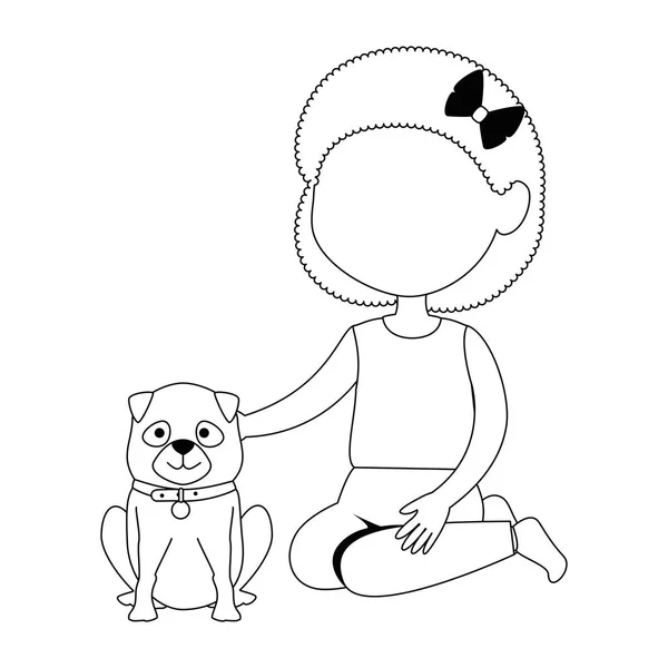 Menina com cão personagem — Vetor de Stock