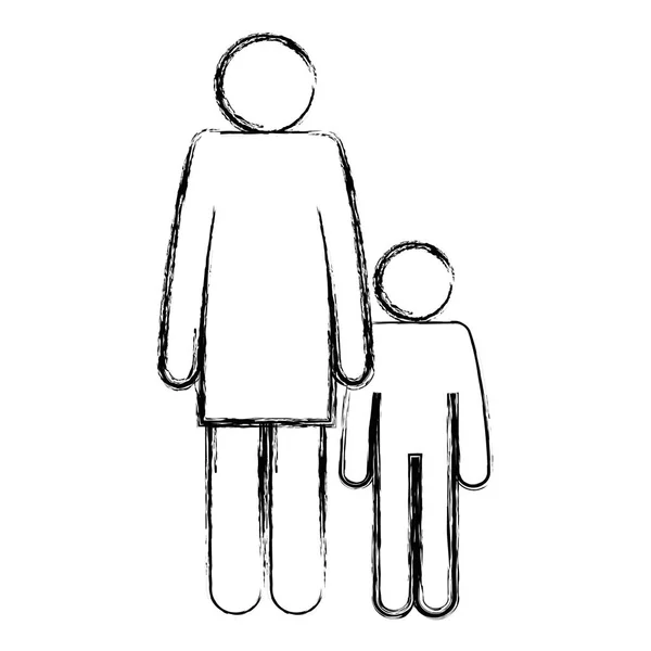 Figure mother with son silhouette avatars — Stock Vector