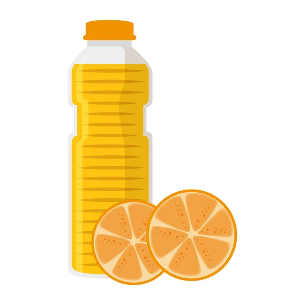 Bouteille de fruits de jus avec des oranges — Image vectorielle