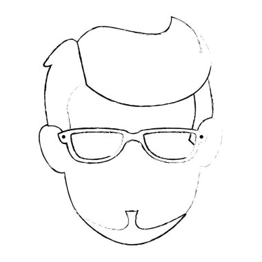 young man avatar head with glasses character