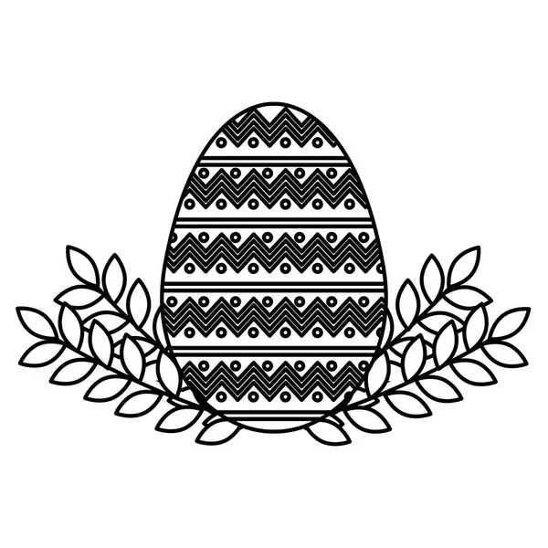 Oeuf peinture monochrome Pâques avec décoration florale — Image vectorielle