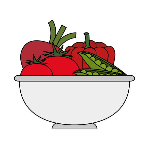 Овощи в кухонной чаше — стоковый вектор