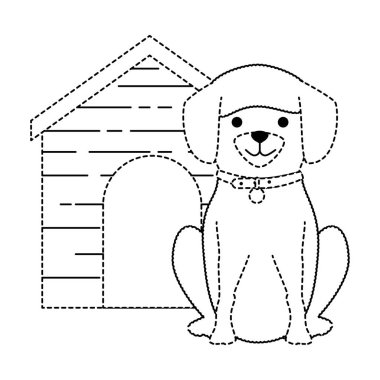 ahşap ev karakteri ile sevimli köpek ırkı