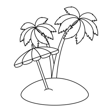 palmiye ile şemsiye plaj