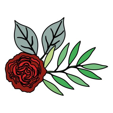 gül ve dekoratif simgesi yapraklar