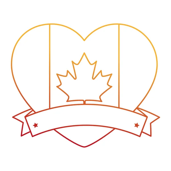 Corazón con emblema de bandera canadiense icono — Vector de stock