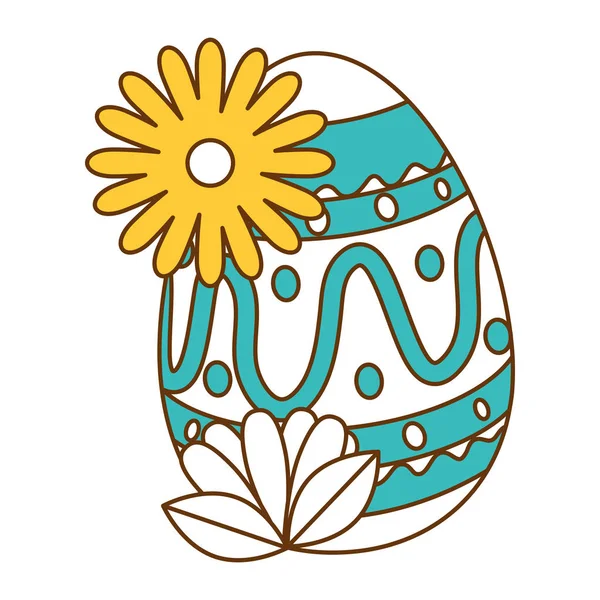 Окрашенное пасхальное яйцо с цветочным декором — стоковый вектор