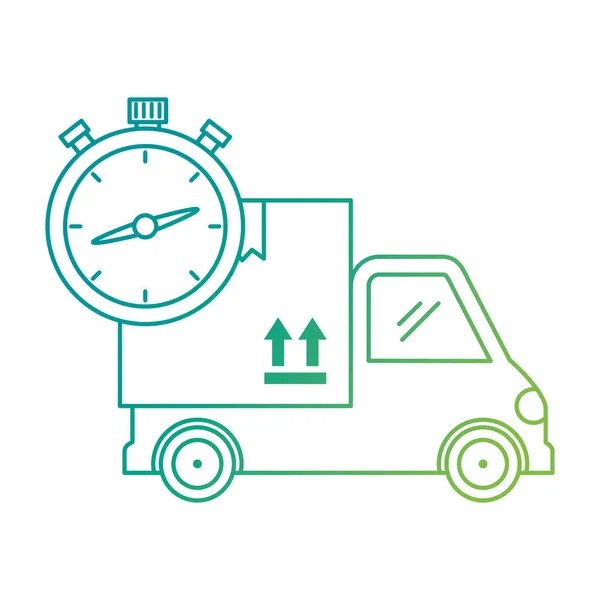 Camión de servicio de entrega con cronómetro — Vector de stock