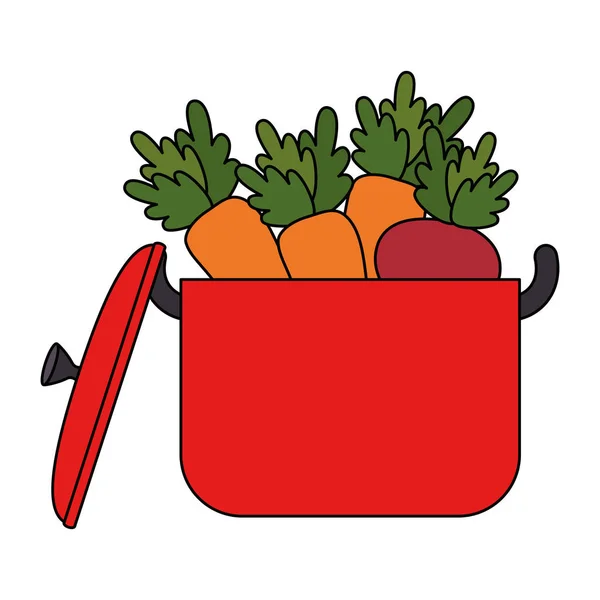 Gotowanie warzyw w garnku kuchennym — Wektor stockowy