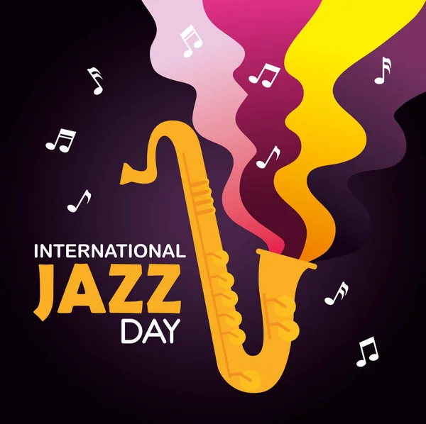 萨克斯管乐器到国际爵士乐日 — 图库矢量图片