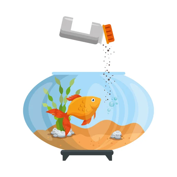 Miska na akvárium s barvami rybí a lahvová — Stockový vektor