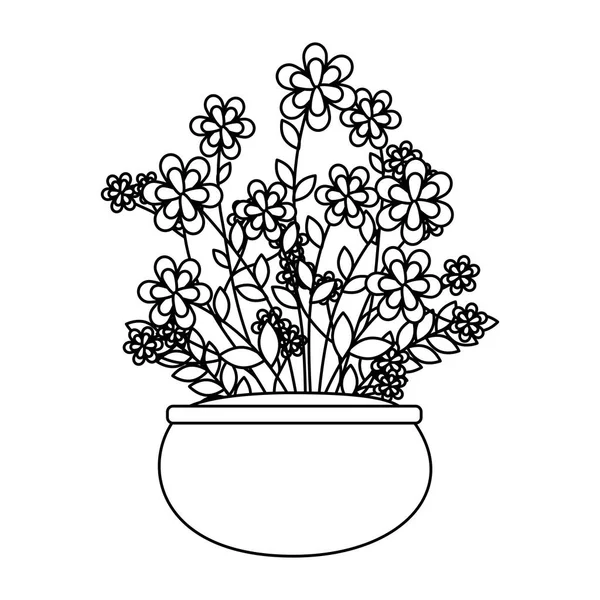 Floral διακόσμηση σε κεραμική γλάστρα — Διανυσματικό Αρχείο