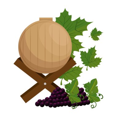 üzüm kümesi ile şarap varil