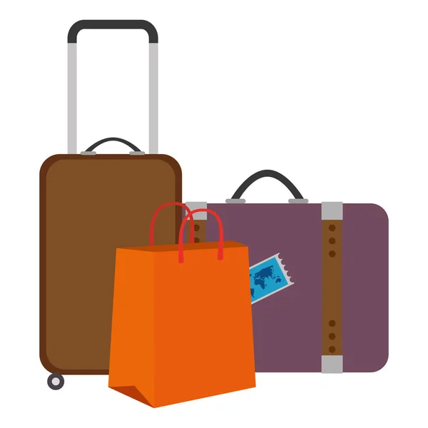 Set suitcases travel icons — Stock Vector