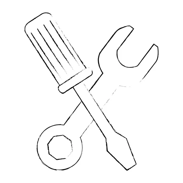 Clé à molette avec outils de tournevis — Image vectorielle