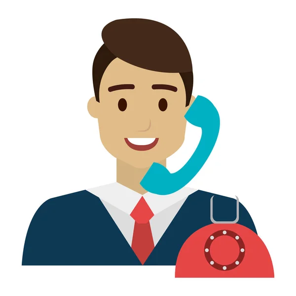 Call Center Agent mit Telefon — Stockvektor