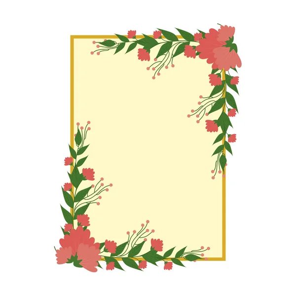 Καρτ ποστάλ με λουλούδια και διακοσμητικά φύλλα — Διανυσματικό Αρχείο