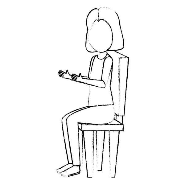 椅子に座っている美しくて若い女性 — ストックベクタ