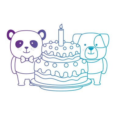 sevimli ayı panda ve köpek karakterleri