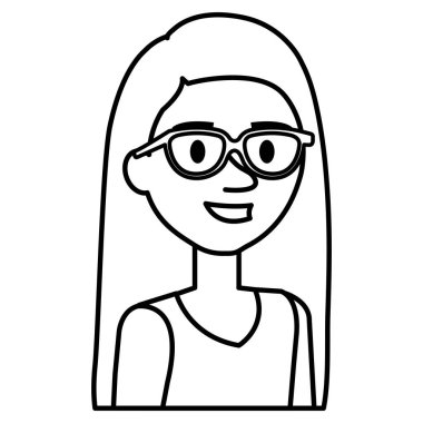 Gözlük karakteri ile genç kadın