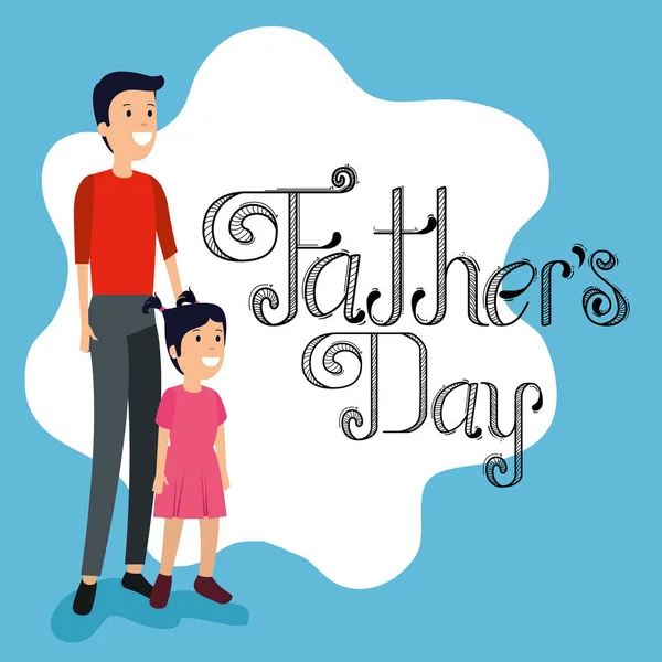 Man with his daughter to celebrate fathers day — Stock Vector