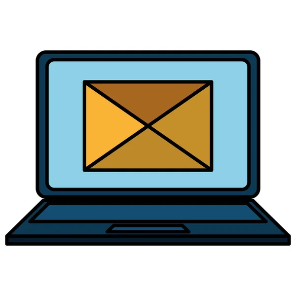 Computer laptop met envelop e-mail — Stockvector