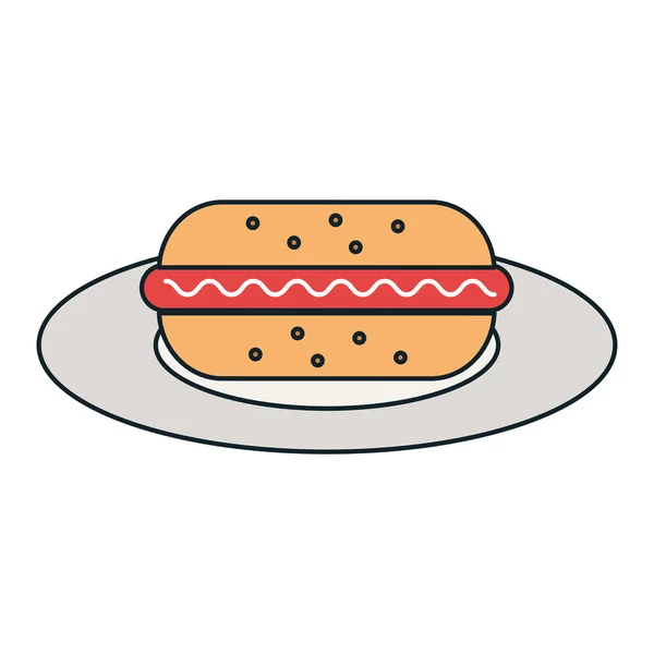 Hambúrguer delicioso no prato — Vetor de Stock