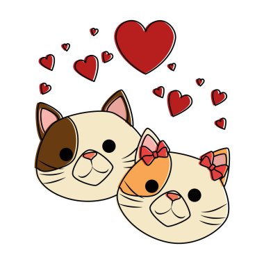 sevimli kediler maskotlar kalpleri karakterleri ile kafa