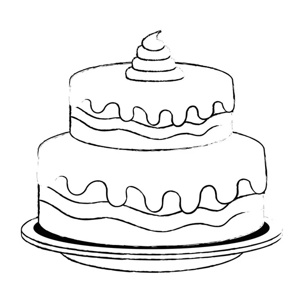 Gâteau doux et délicieux — Image vectorielle