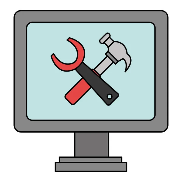 Computer display met tools — Stockvector