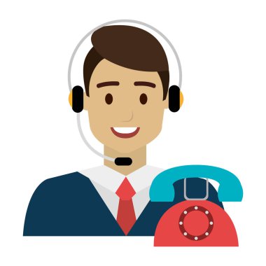 kulaklık ve telefon ile çağrı merkezi Agent