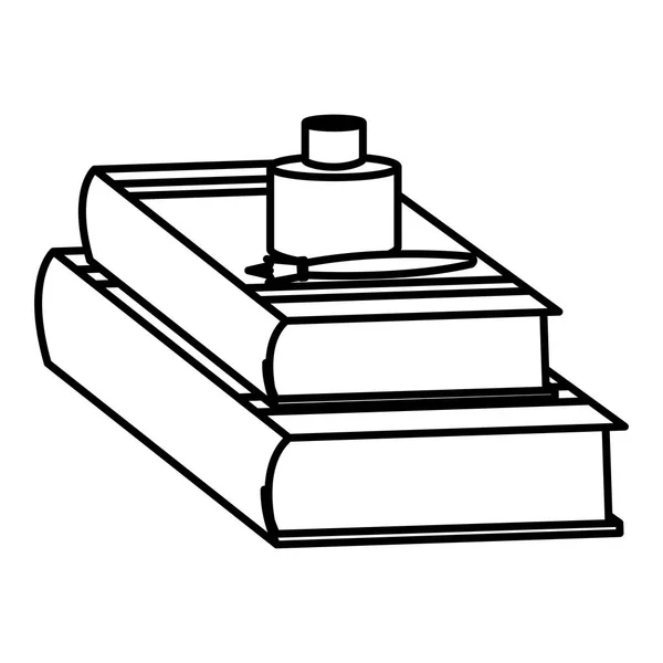 Justitie boeken en fles inkt — Stockvector