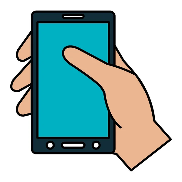 Hand med smartphone-enhet — Stock vektor
