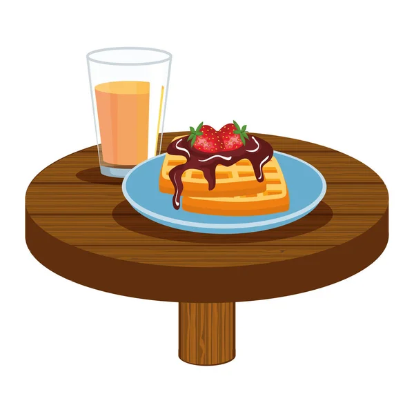 Délicieux petit déjeuner dans une table en bois — Image vectorielle