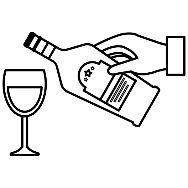 Viski şişesi ve bardak ile el — Stok Vektör