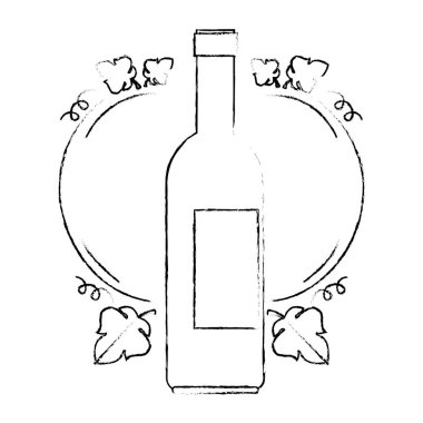yapraklı şarap şişesi silueti