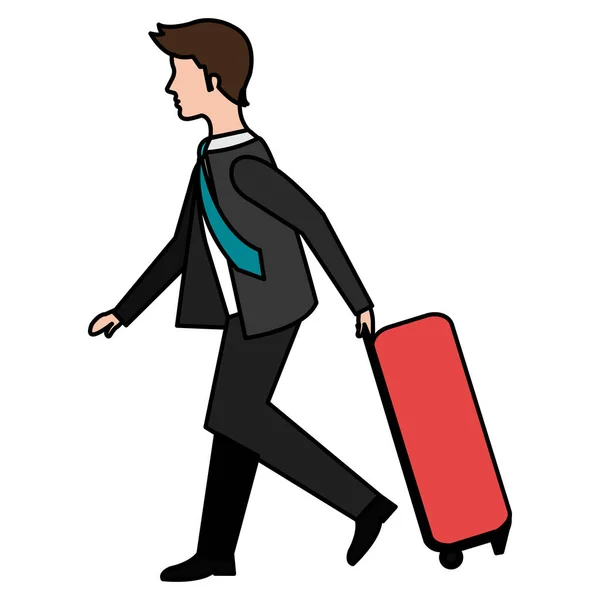 Hombre de negocios feliz con el carácter avatar maleta — Archivo Imágenes Vectoriales