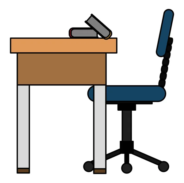 Office-munkahely, asztal és szék jelenet — Stock Vector