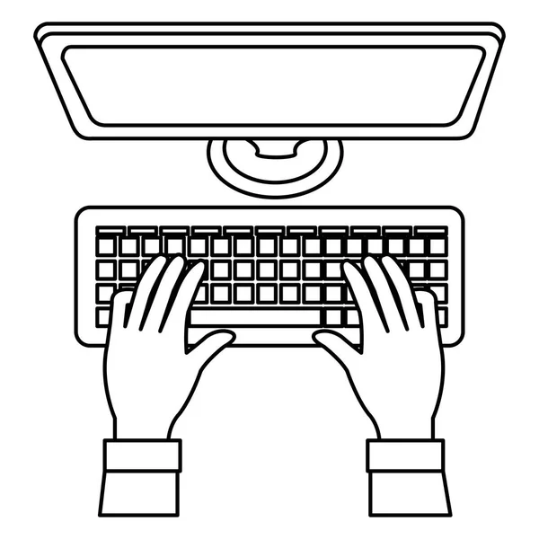 Les mains tapant dans le bureau du clavier — Image vectorielle