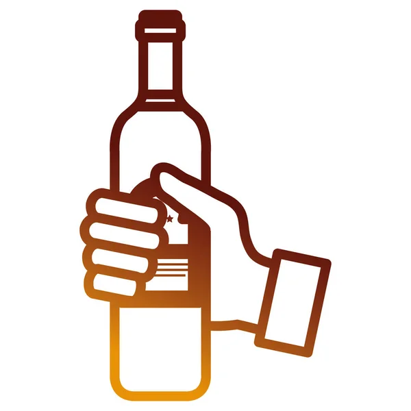 Hand with wine bottle drink — Stock Vector