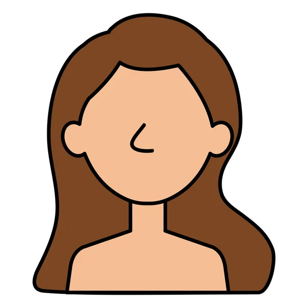 Hermosa y joven mujer sin camisa carácter — Vector de stock